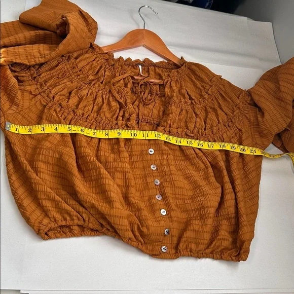 Free People Hailey Cropped Boho Ruffle Festival Blouse Top Large - Picture 9 of 14